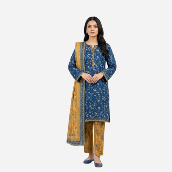 Azure & Ochre Floral 3-Piece Ensemble